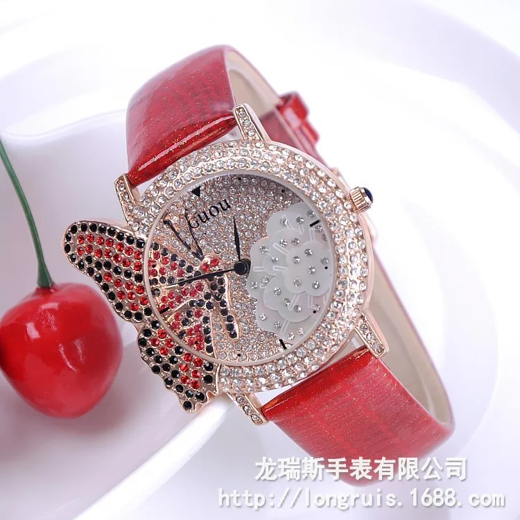 Мода Роскошь Натуральная Кожа Круглый Полный Кристалл Алмаза Бабочка Bling Платье