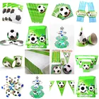 Футбол тема футбола Детские День рождения Декорации для вечеринок баннер на тарелке, чашке шляпа соломенная там мешок с подарками скатерть разлив нефти