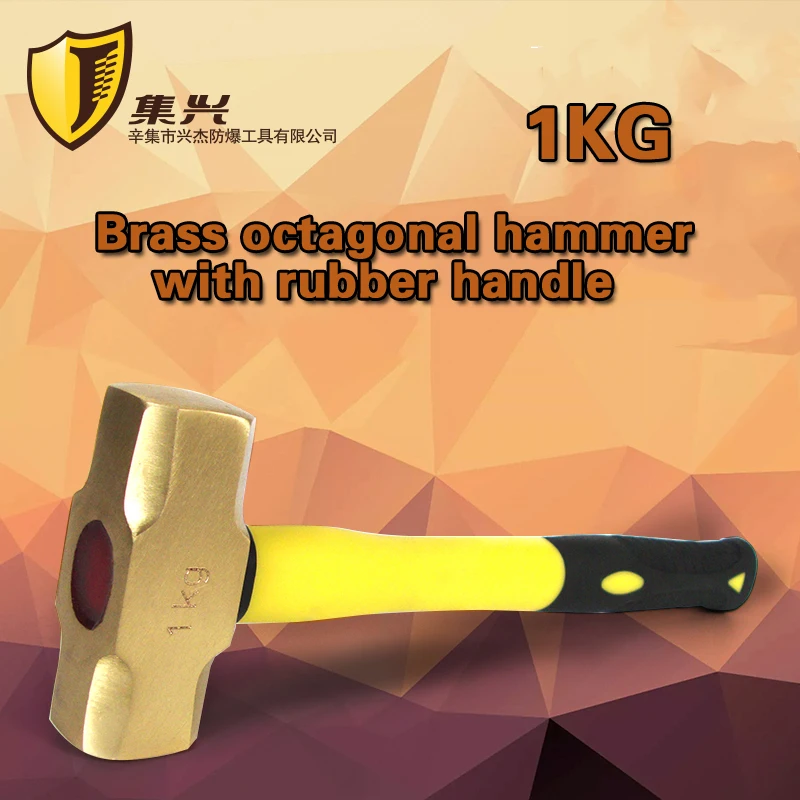 

Non sparking Sledge Hammers1 kg, Brass material, Safety Hand Tools with Plastic Handle