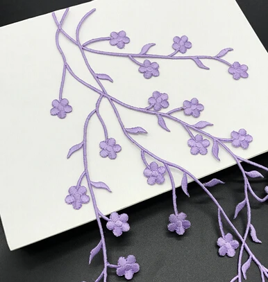 purple 1 штука, 47 см, красивое свадебное платье с горячей фиксацией, Цветочная вышивка, железные кружевные нашивки-Аппликации, Цветочная отделка, сделай сам, KW0167 - Цвет: purple