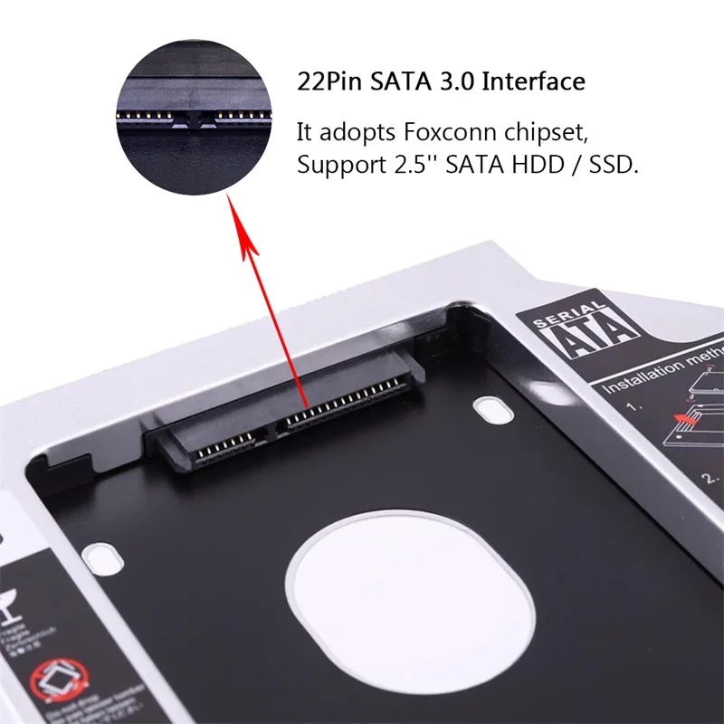 Алюминиевый Optibay 12 7 мм SATA 3 0 2 й HDD Caddy SSD CD DVD чехол Корпус для ноутбука ROM Оптический