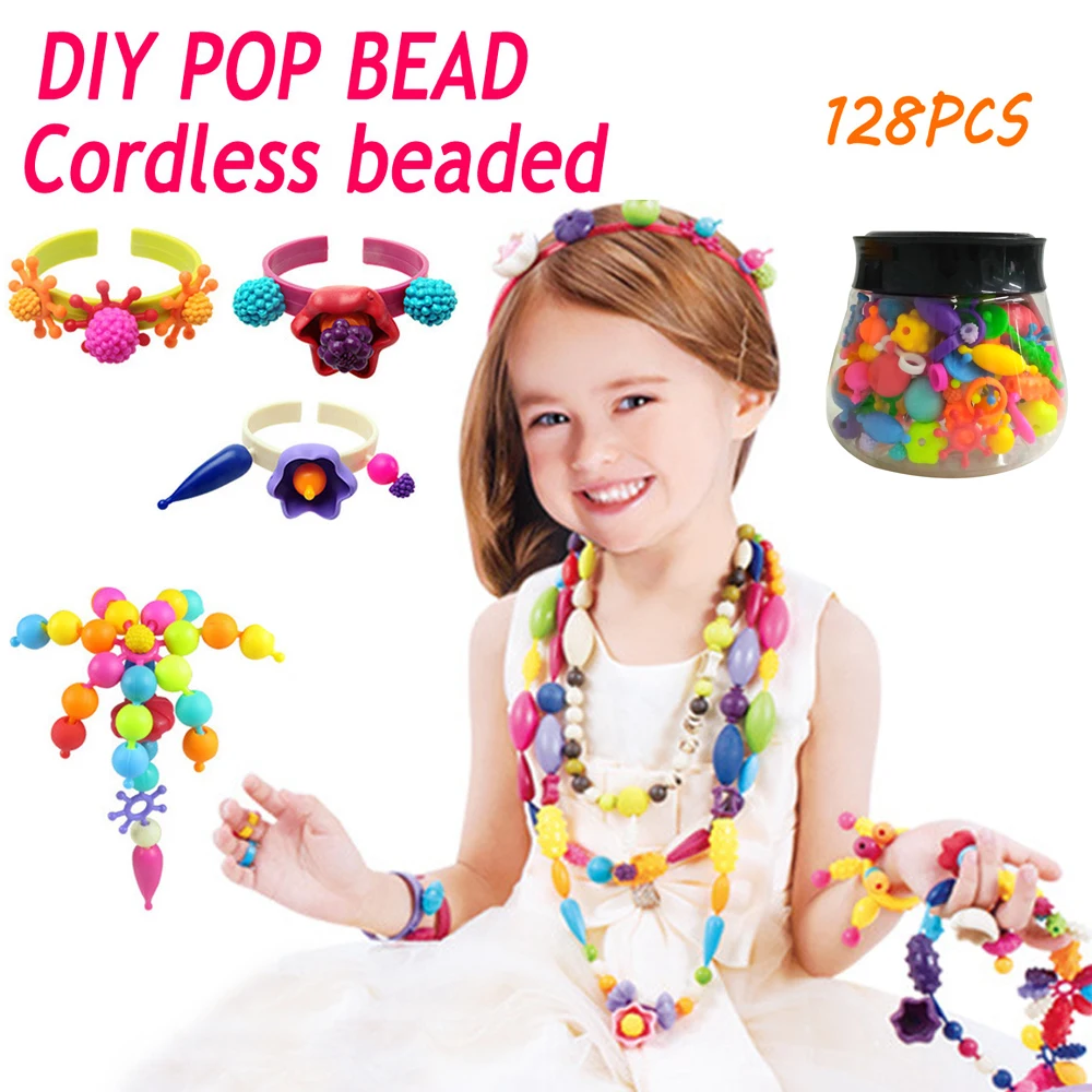 DIY Пластиковые Поп бусины для девочек Обучающие игрушки ручной работы собранные