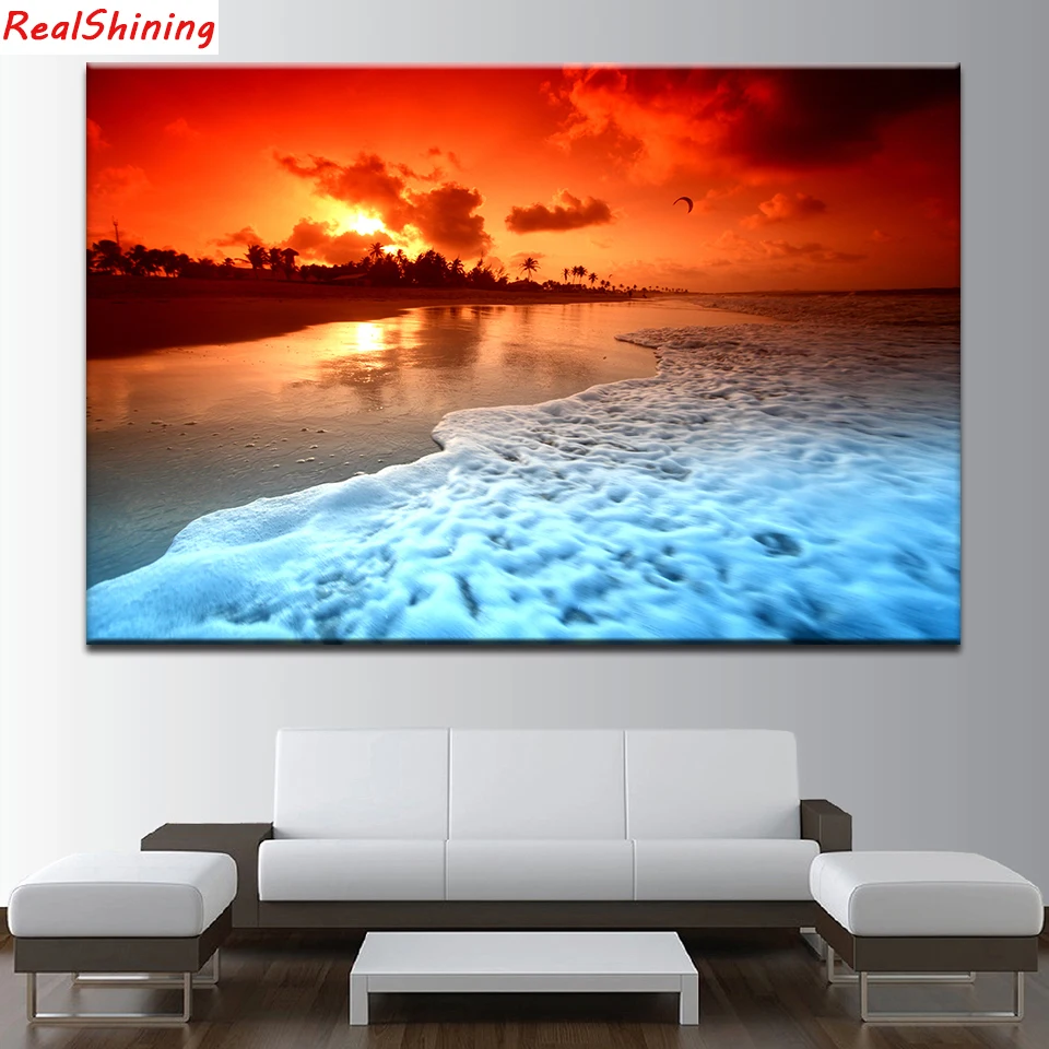 Алмазная 5D живопись сделай сам вышивка крестиком полная выкладка пляжный закат