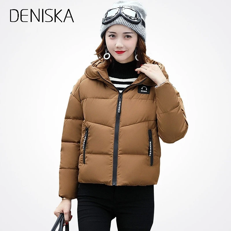 DENISKA 2018 Winter Jacket Women Cotton Short New Padded Slim Hooded Warm Parkas Coat Female Autumn Outerwear | Женская одежда
