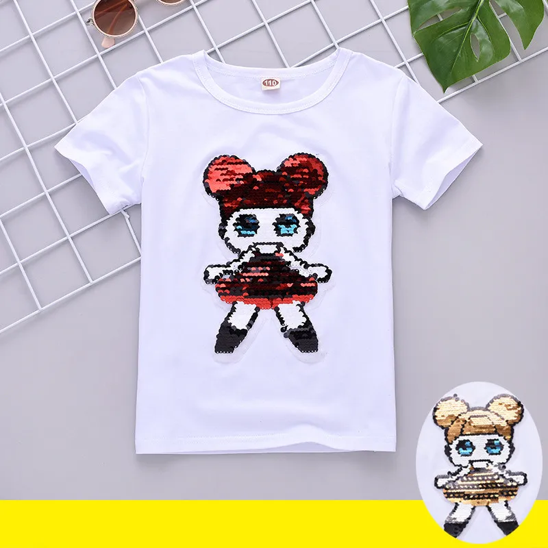 Летняя модная цветная футболка для девочек детские топы с короткими рукавами и