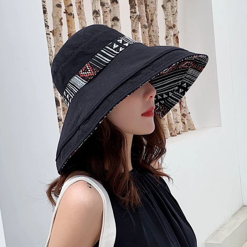 COKK Women Summer Hat Floppy Fisherman Cap Double Sided Sun Hat Female Wide Large Brim Bohemia Sunhat Beach Hat Cap Vacation New