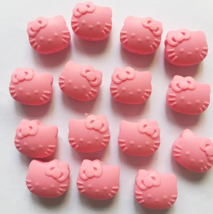 Розовый 20 шт. мультфильм Hello Kitty Силиконовый бисер еда без бисфенола-а Силиконовые Прорезыватели для зубов детский Прорезыватель жевательный - Цвет: Розовый