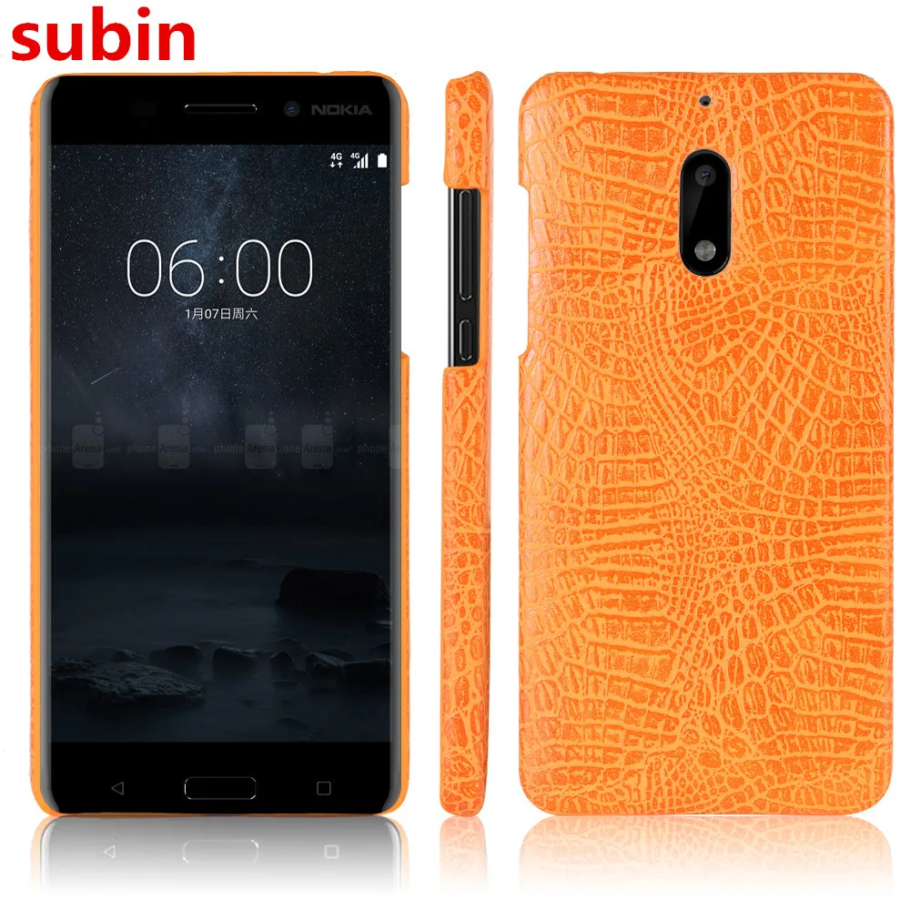 

For Nokia 6 Case 5.5inch Retro Luxury Crocodile Skin Protective Back Cover For Nokia 6 Cartoon Phone Bag Coques