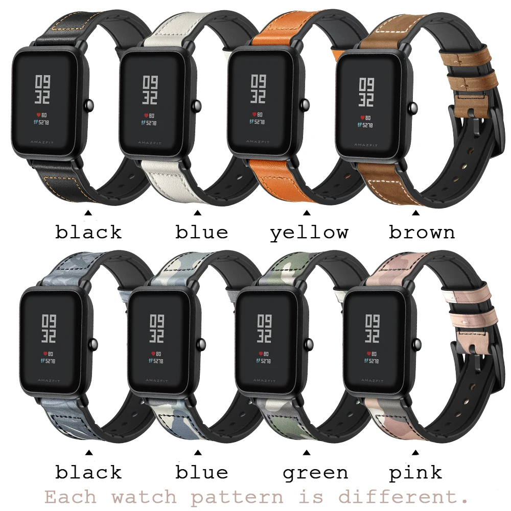20 мм кожаный ремешок для Xiaomi Huami Amazfit BIP BIT Смарт часы браслет из натуральной кожи
