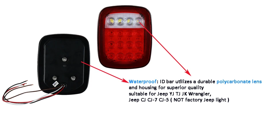 2 шт. х светодиодный задний фонарь для Jeep TJ Wrangler светодиодный Автомобильный задний стоп поворотный фонарь задняя обратная Лицензия свет для грузовика/прицепа/лодки