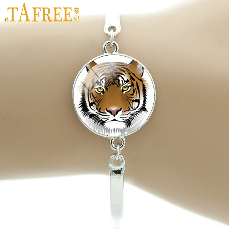TAFREE стеклянный кабошон Тигр фото цветные браслеты супер крутые дикие животные