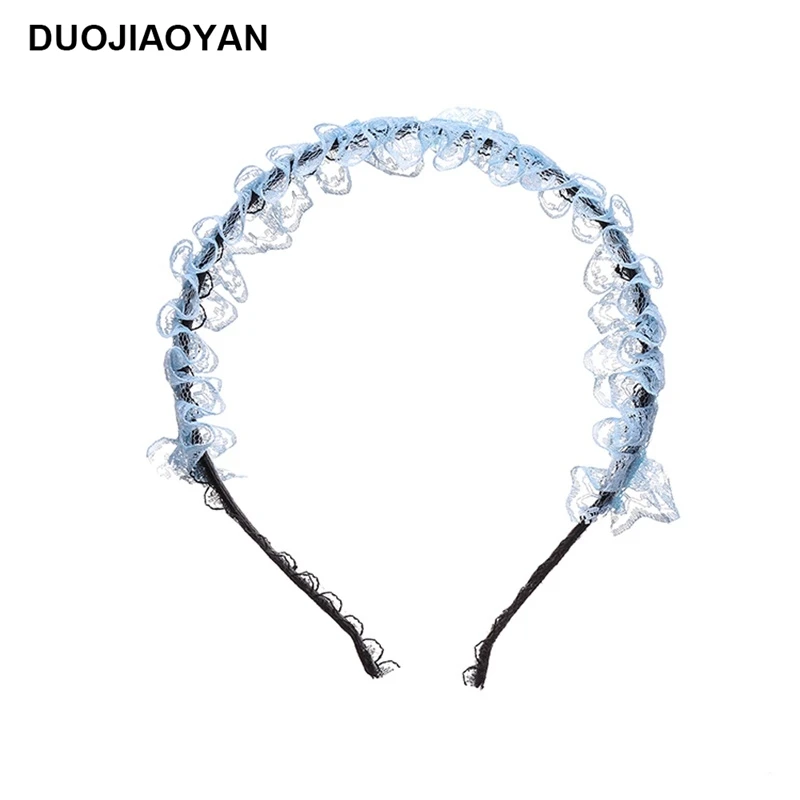 DUOJIAOYAN мода повязка-бандана для девочки кружева обруч для волос с бантиком пикантные вечерние сладкий головной убор "горничная" принцесса оголовье для девочек Для женщин