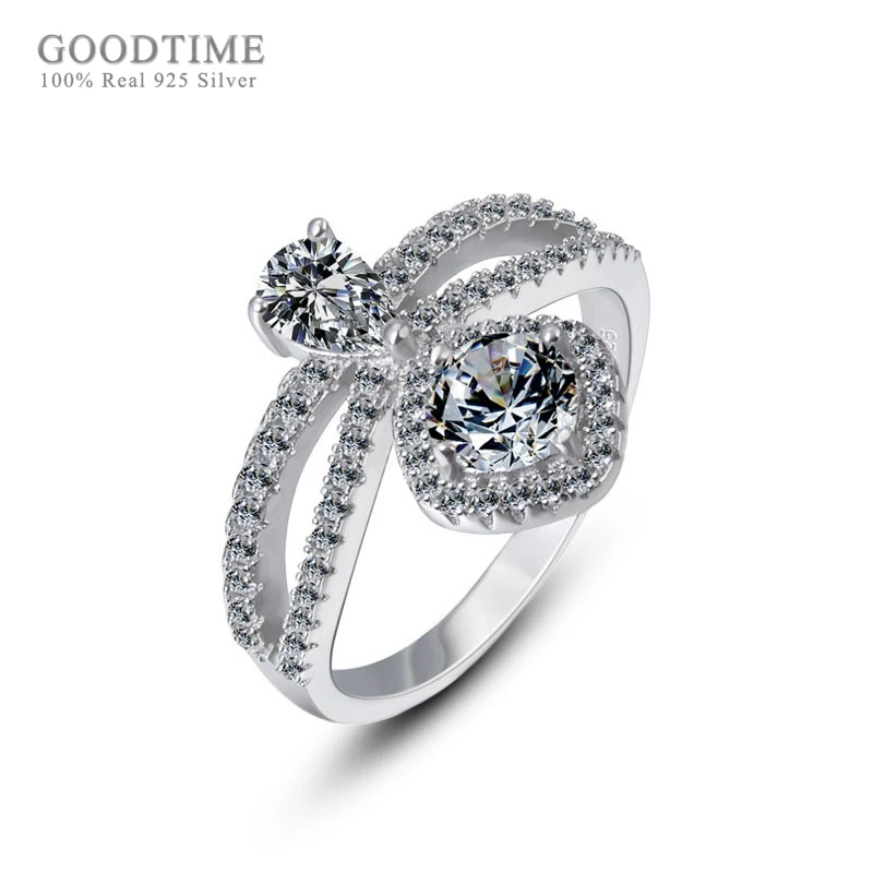 

Fashion Silver 925 Jewelry Rings Solid Silver Ring Romantic Zirconia Wedding Lettering Silver Rings For Women Jewelry Gift