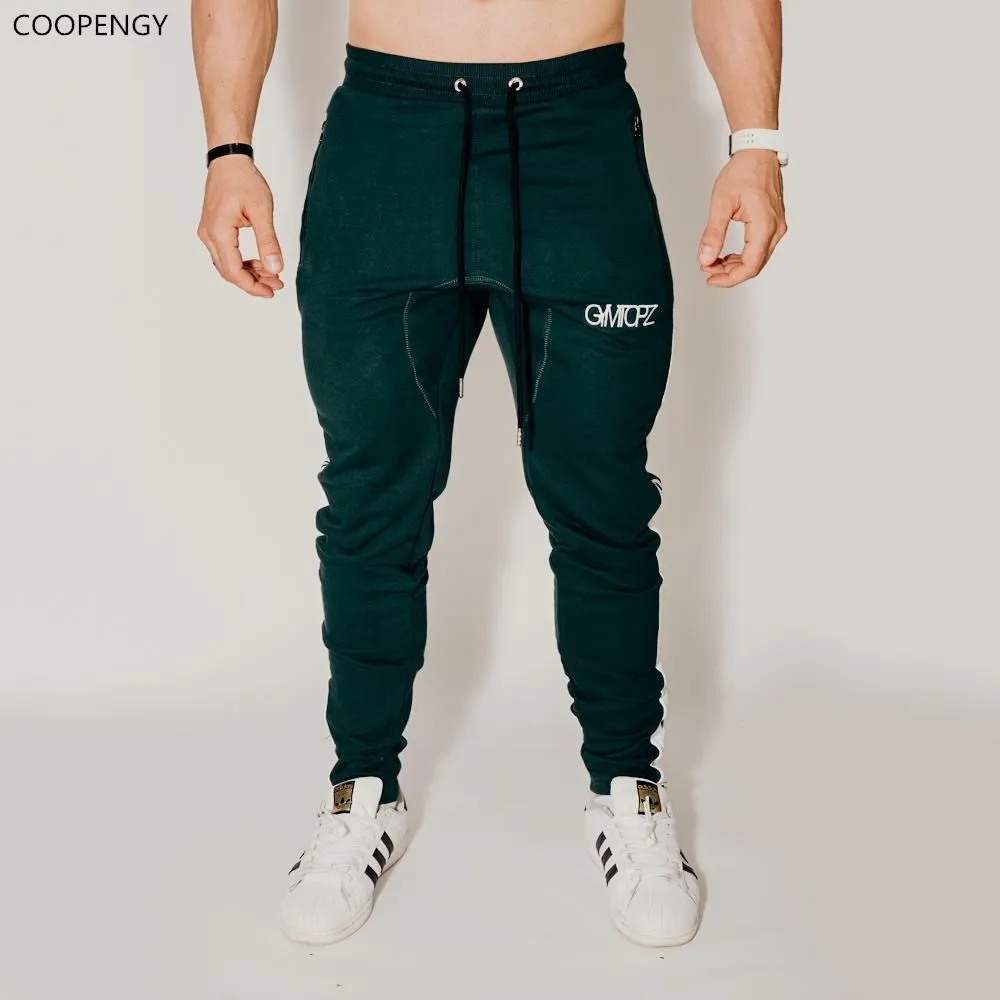 Осенние Jogger Брюки мужские хлопковые Лоскутные Спортивные штаны тренажеры фитнес
