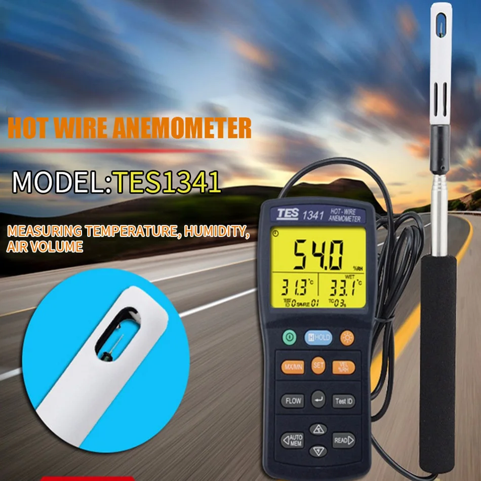 TES-1341 горячий провод термоанемометр HVAC воздушный поток USB-тип | Инструменты