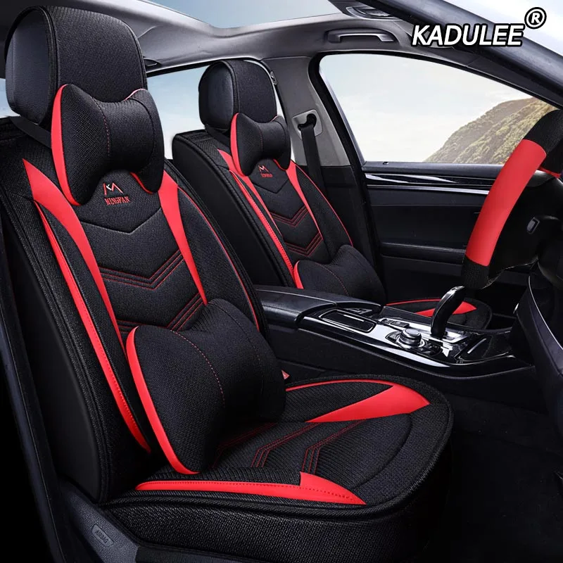 KADULEE льняные автомобильные чехлы для Mitsubishi Lancer Outlander Pajero Eclipse asx автомобильные аксессуары стильные чехлы для автосидений - Название цвета: Deluxe Edition