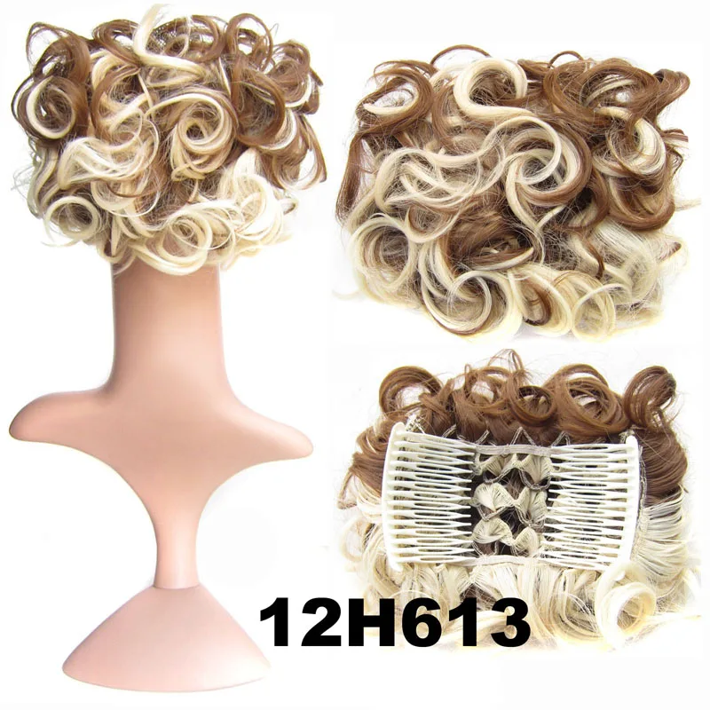 Jeedou Updos синтетические волосы шиньон с зажимом для наращивания волос смешанные цвета волосы булочка пусковая кудрявая шиньон свадебные волосы Updos для элегантных - Цвет: 12H613