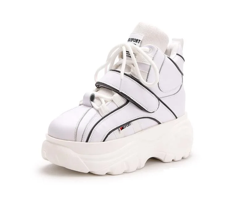 white Fashion Casual Women Shoes Autumn Thick bottom High Platform Ankle Boots Comfortable Soft White Sneakers Winter Boots Woman - Color: white