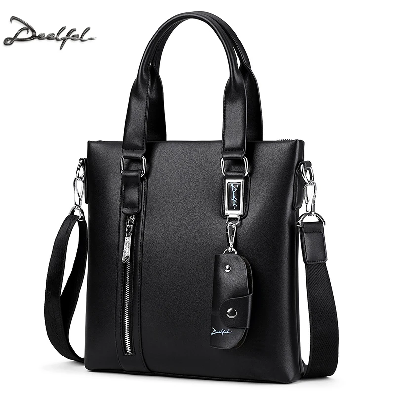 DEELFEL модные для мужчин Tote повседневное портфели натуральной кожи сумка Высокое