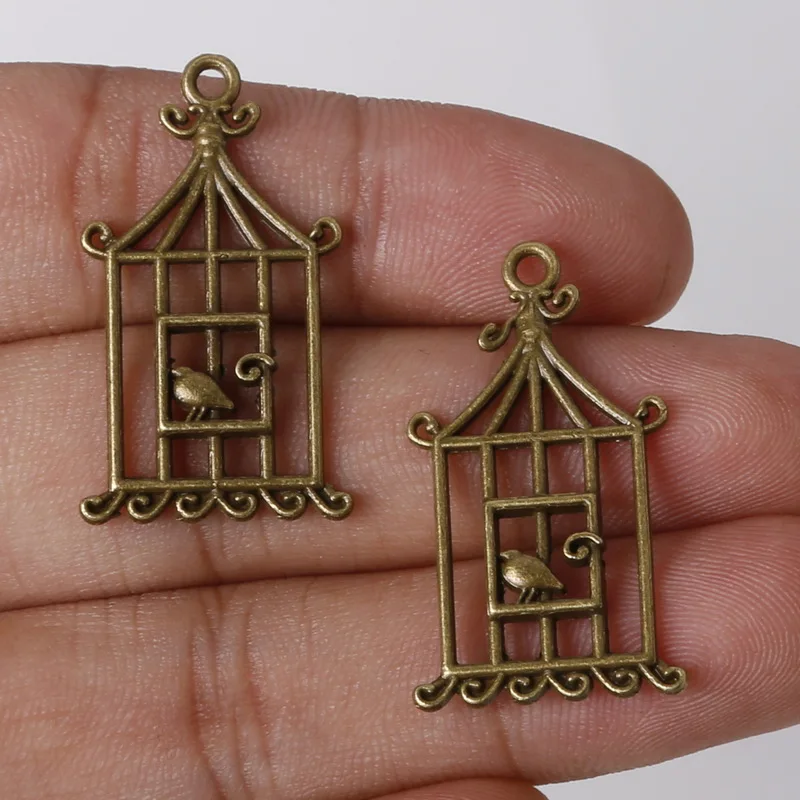 Оптовая продажа подвеска в виде клетки птицы винтажные подвески Смешанная