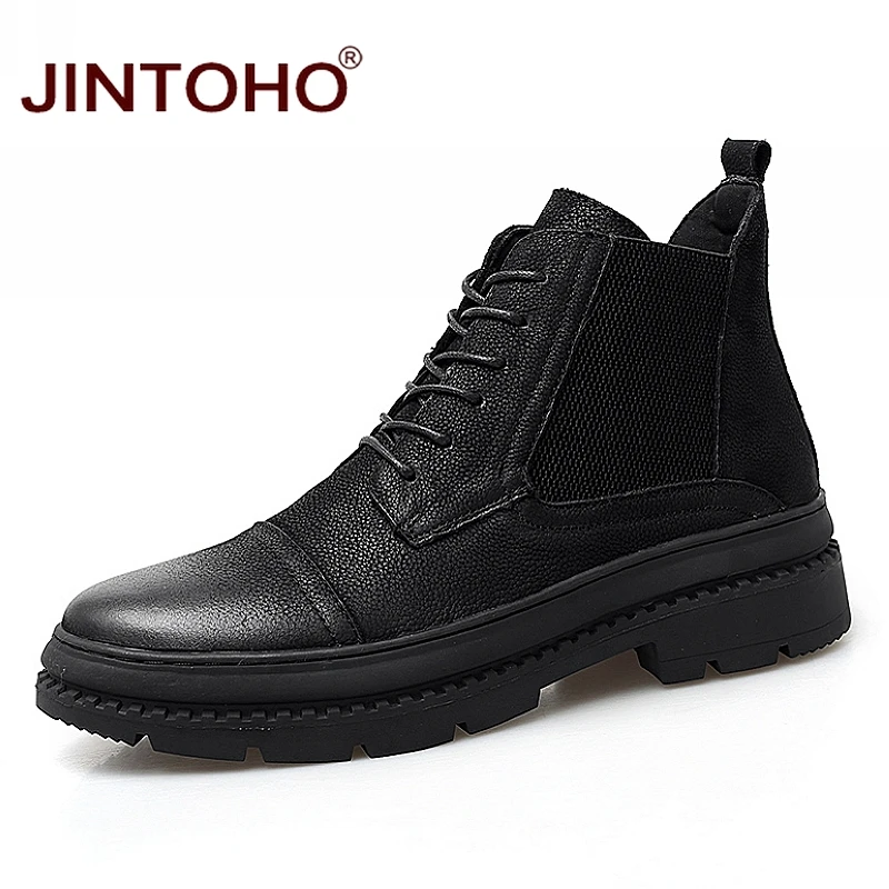 Мужские мотоциклетные ботинки JINTOHO зимние кожаные из натуральной кожи для