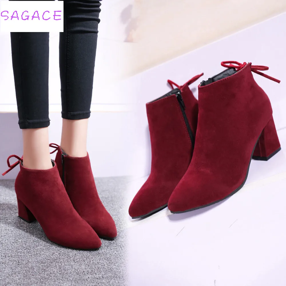 Женские ботильоны на платформе SAGACE черные шнуровке и толстом каблуке модные