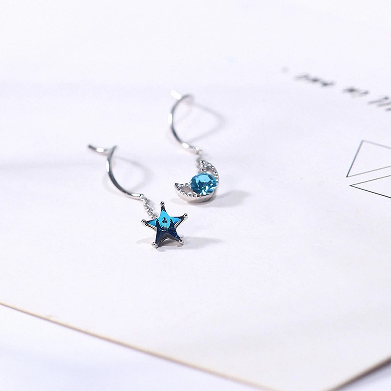 Женские серьги в форме Луны Spring Light элегантные длинные подвески из серебра 925