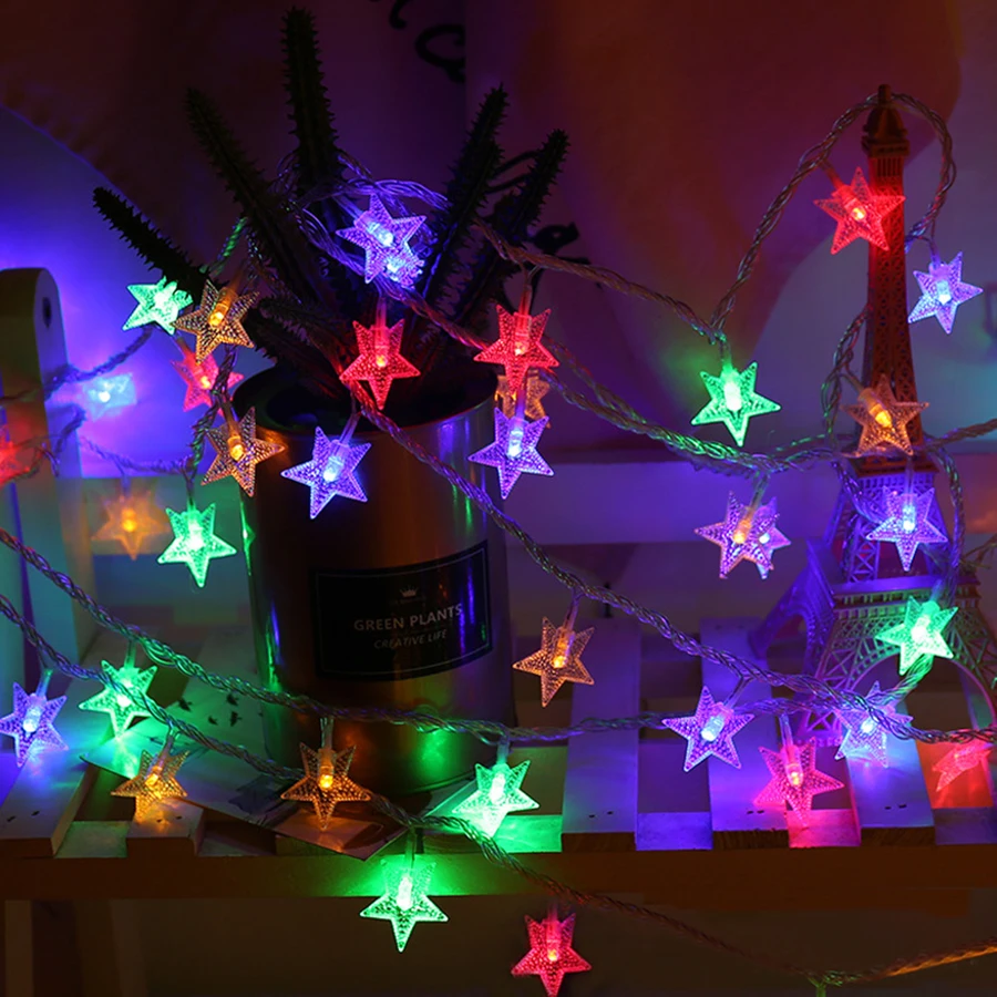 

Thrisdar Star Shape Christmas Light LED Star Fairy Light 10M 20M 30M 50M Fairy Garland Light For Xmas Tree Wedding Party Holiday