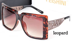 WTYJ201 leopard FEISHINI фирменный дизайн металлический узор полые ноги эффектные очки женские роскошные суперзвезды женские крупные Солнцезащитные очки Квадратные винтажные - Цвет линз: WTYJ201 leopard