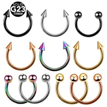 1PC Hot Sale Nose Horseshoe Ring Nose Septum Ring G23 Titanium Circular Piercing Ear Cartilage Tragus Body Jewelry Piercing