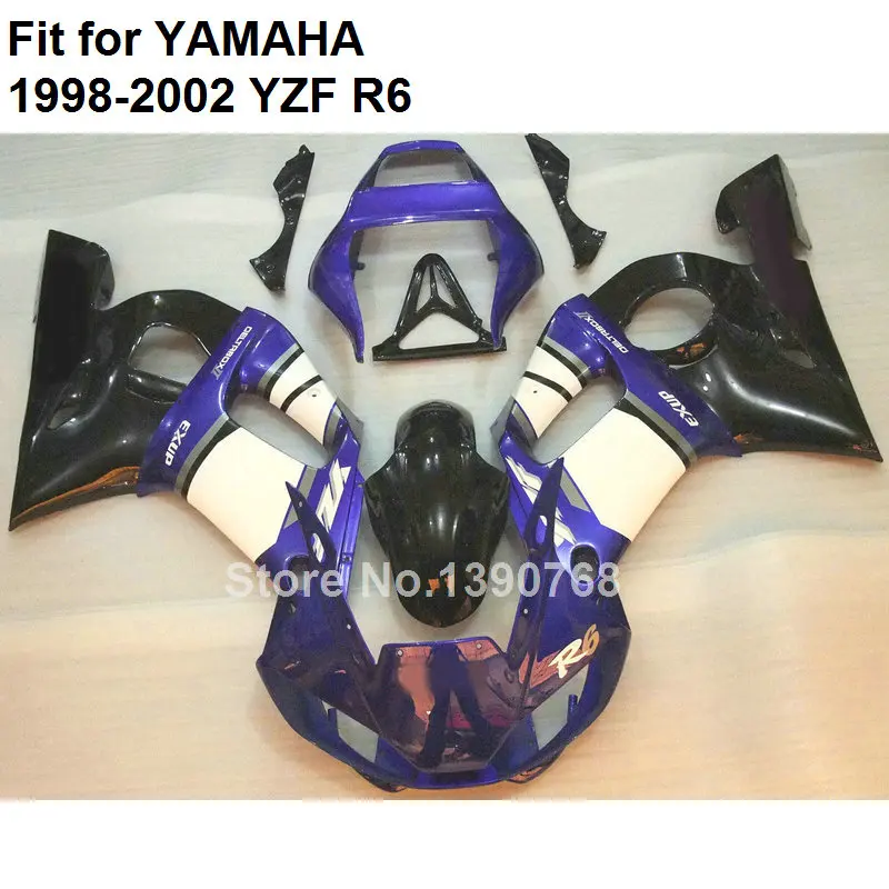Лидер продаж Обтекатели для Yamaha YZF R6 1998 1999 2000 2001 2002 фиолетовый белый черный