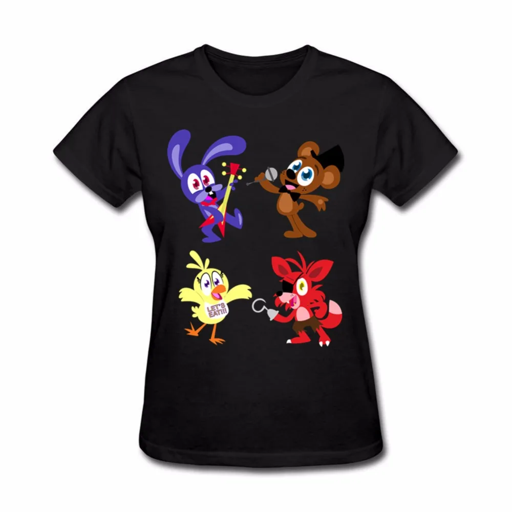 Kawaii Животные футболка Для женщин FNAF Freddy Fazbear Gang короткий рукав экипаж шеи хлопок