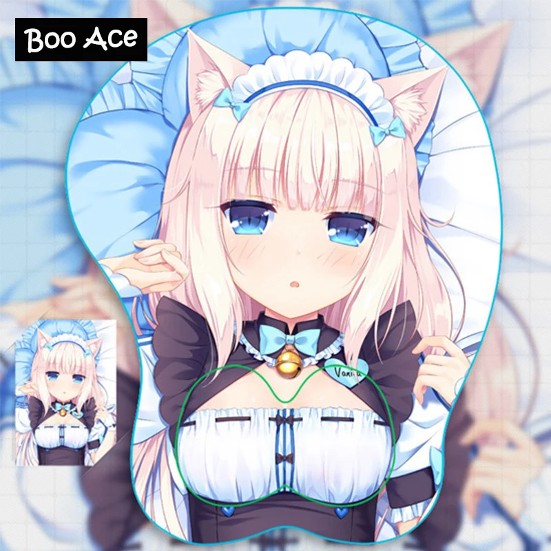 NEKOPARA ванильный аниме 3D в виде груди игровой коврик для мыши с гелевым упором