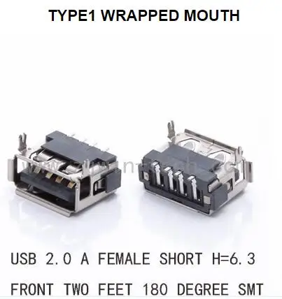 10 шт. разъем для зарядки USB 2 0 AF гнездовой (короткий корпус) 4 контактный 180 градусов