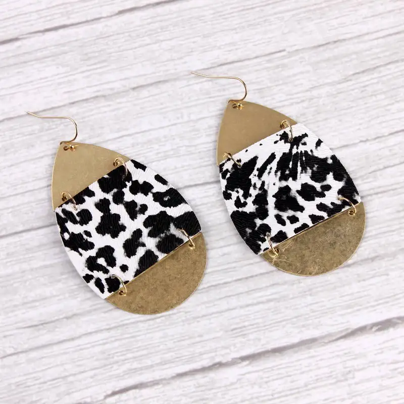 Леопардовый принт кожаная капля Висячие серьги для женщин | Украшения и