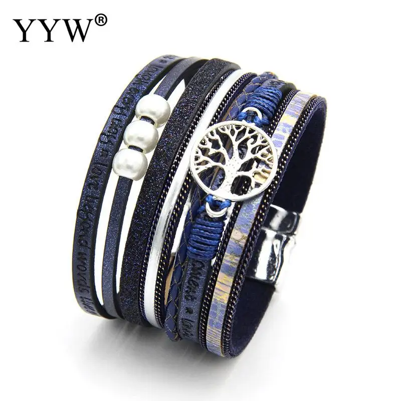 Женский кожаный браслет Pulseras Mujer Tree Of Life широкий обруча в богемном стиле 2019 |
