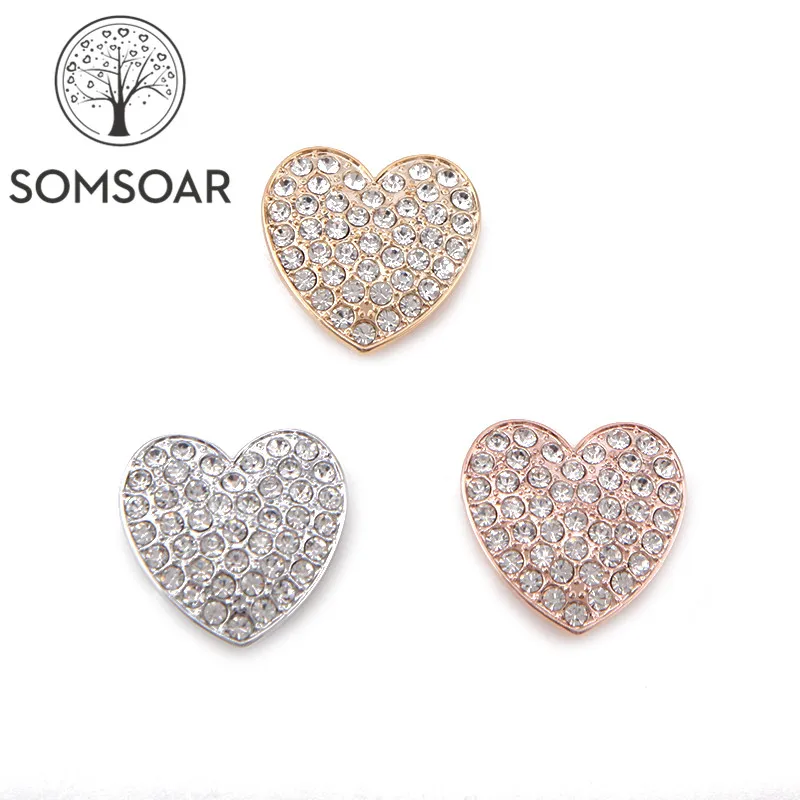 Somsoar Jewelry 2.8cm Full Crystal Big Heart Shape Slide Charms fit 10mm Mesh Bracelet and Leather Wrap Bracelet 10pcs/lot