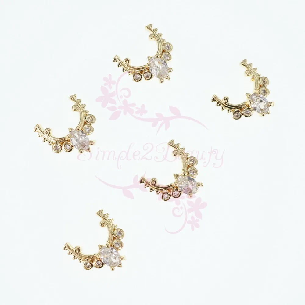 10pcs/Lot Lace Edge U Shape Necklace Design Clear Crystal Zircon Rhinestones Decor Nail Art Manicure Charms Jewelry Accessories | Красота и