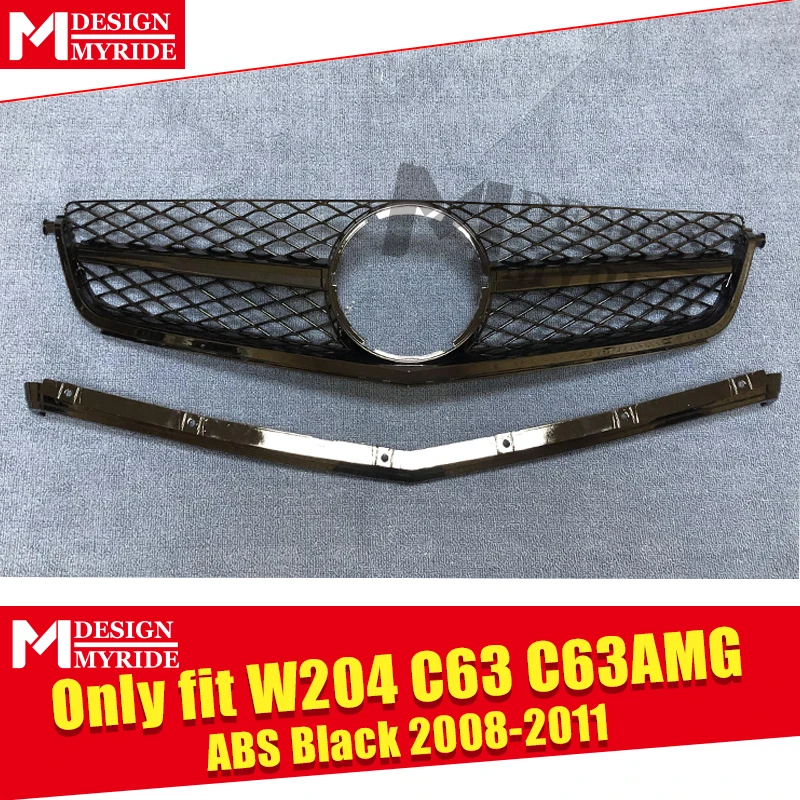 Для Mercedes W204 C Class C63 Panamericana Передняя решетка гриль решетки одиночный плавник ABS
