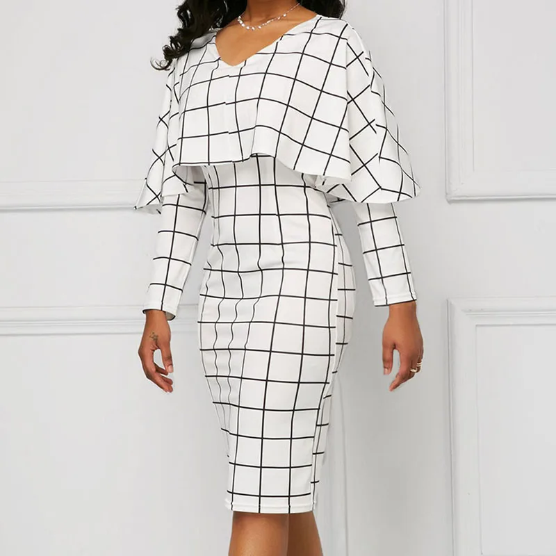 Новое модное элегантное женское весеннее платье в клетку Осенние вечерние