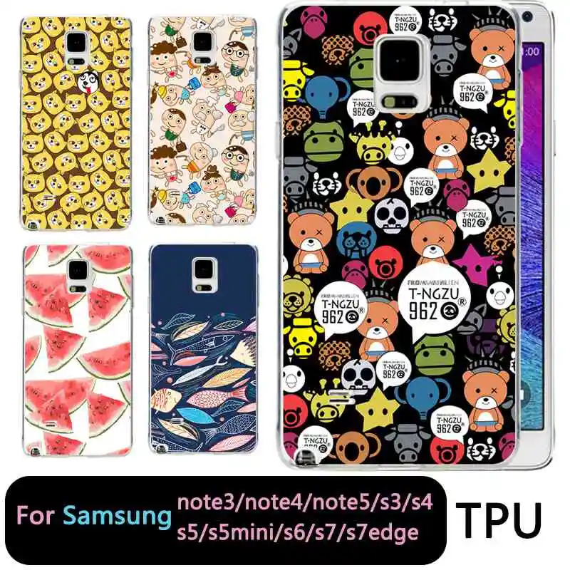 Qmswei ТПУ мягкий чехол для телефона samsung Note5 S8 s6 s7 edge s4 s5 s3 C5 C9 note3 note4 S9plus арбуз Медведь