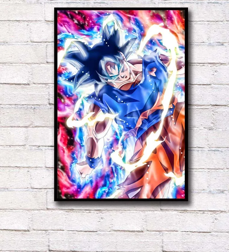 FX060 Dragon Ball Super Ultra Instinct Goku Япония Аниме Комикс горячий плакат искусство шелковые светлые холщовые современная домашняя, комнатная, настенная Печатный Декор - Цвет: Черный
