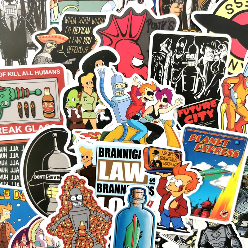 74 шт./лот Futurama мультфильм наклейка аниме граффити наклейка для ноутбука мотоцикл скейтборд Стикеры для багажа игрушка забавная наклейка