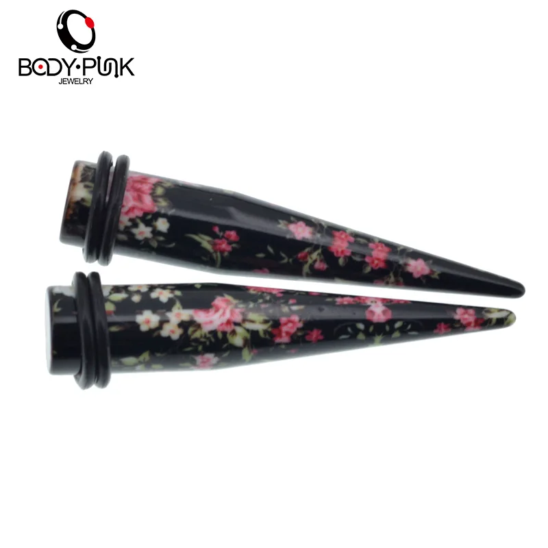 Тело панк розовый цветочный принт акриловая фотовспышка туннельный комплект