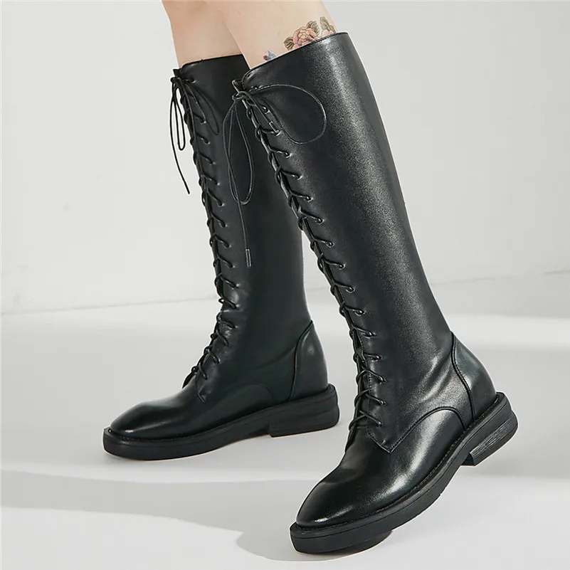 Женские сапоги для верховой езды FEDONAS до колена из натуральной кожи на молнии