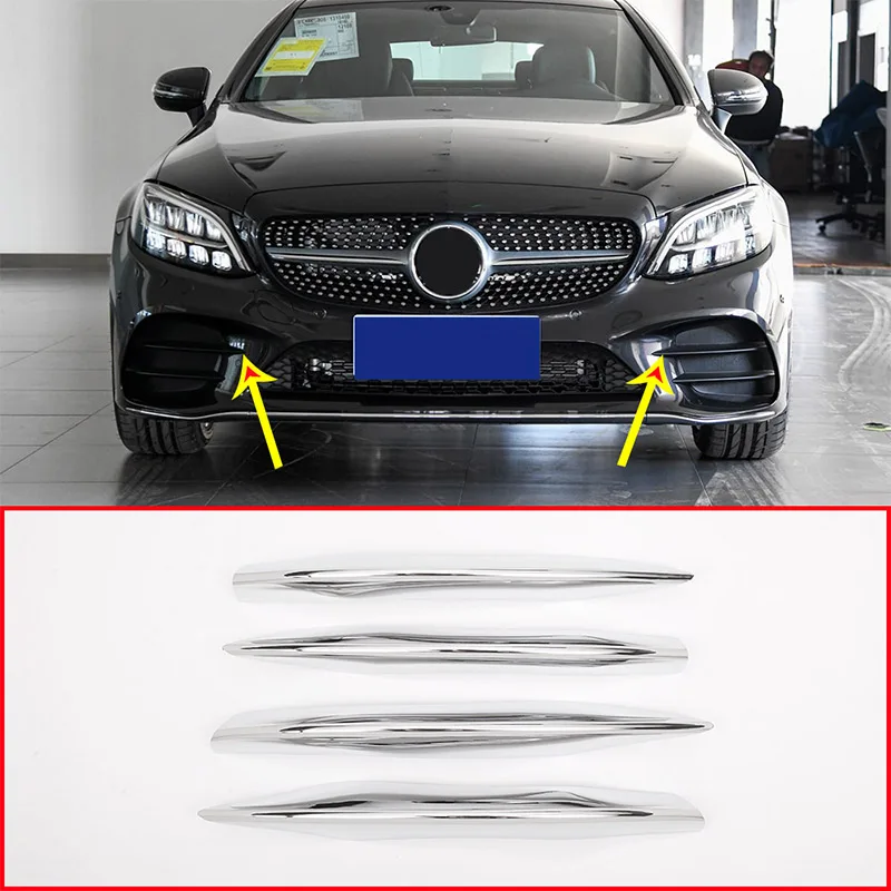 4 шт. для Mercedes Benz C Class W205 C180L C260 C300 модель 2019 года ABS Хромированная передняя