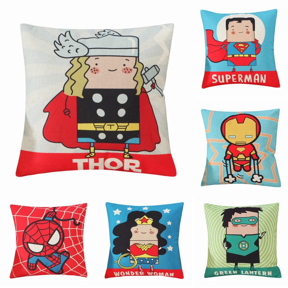 Мультфильм супер герой серии хлопок лен наволочка милые Чехлы для дивана стул