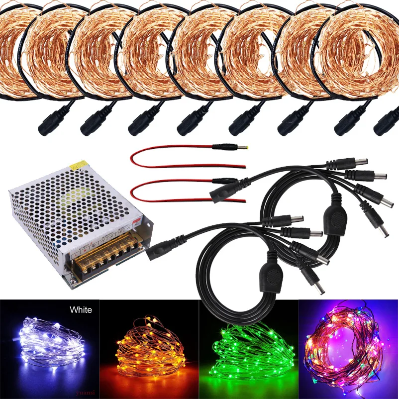 60 м 70 80 LED DC12V микро рисовая проволока медная гирлянда для вечеринки DC женский