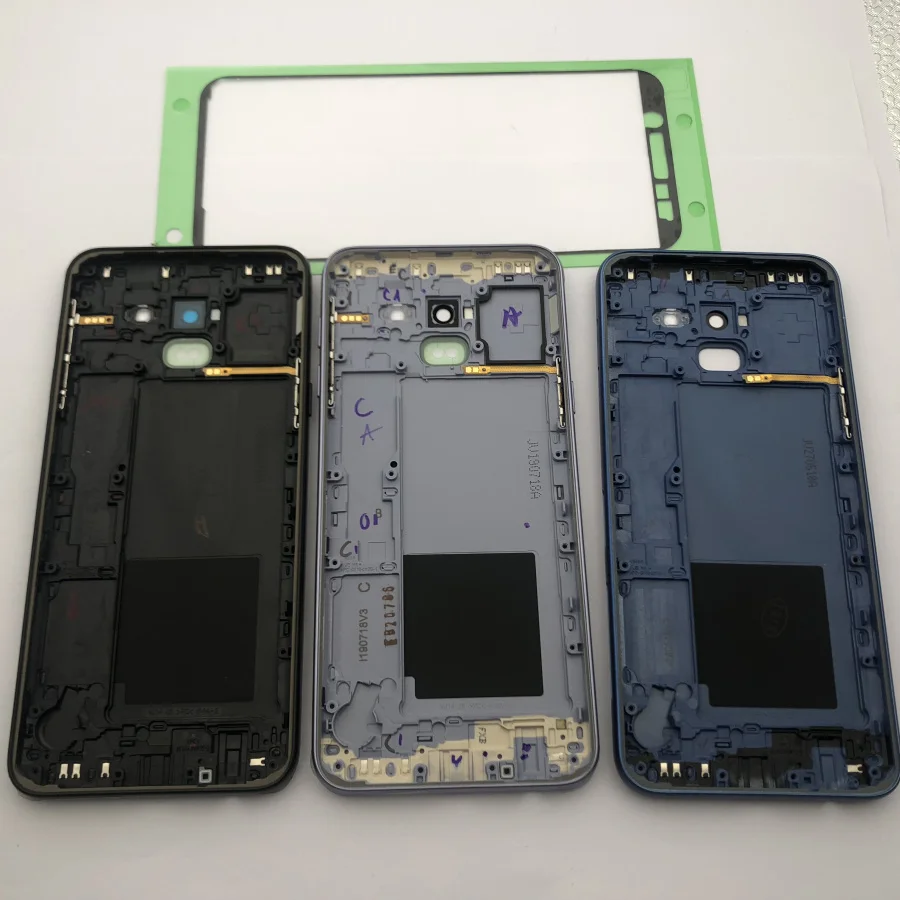 Для samsung Galaxy J6 J600 J600F Задняя крышка батареи задняя средняя рамка J6 J600DS Корпус чехол замена крышка батареи
