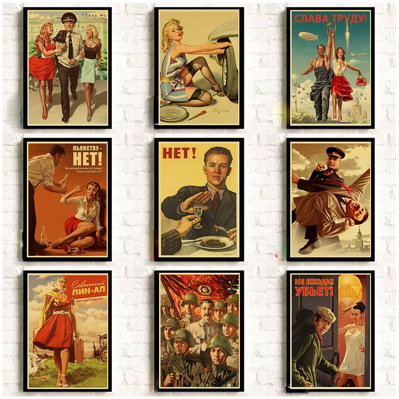 

Nordic Style Home Decoration Canvas Painting Printed Modern Stalin USSR CCCP Retro Wall Artwork Modular Pictures Poster Bedroom